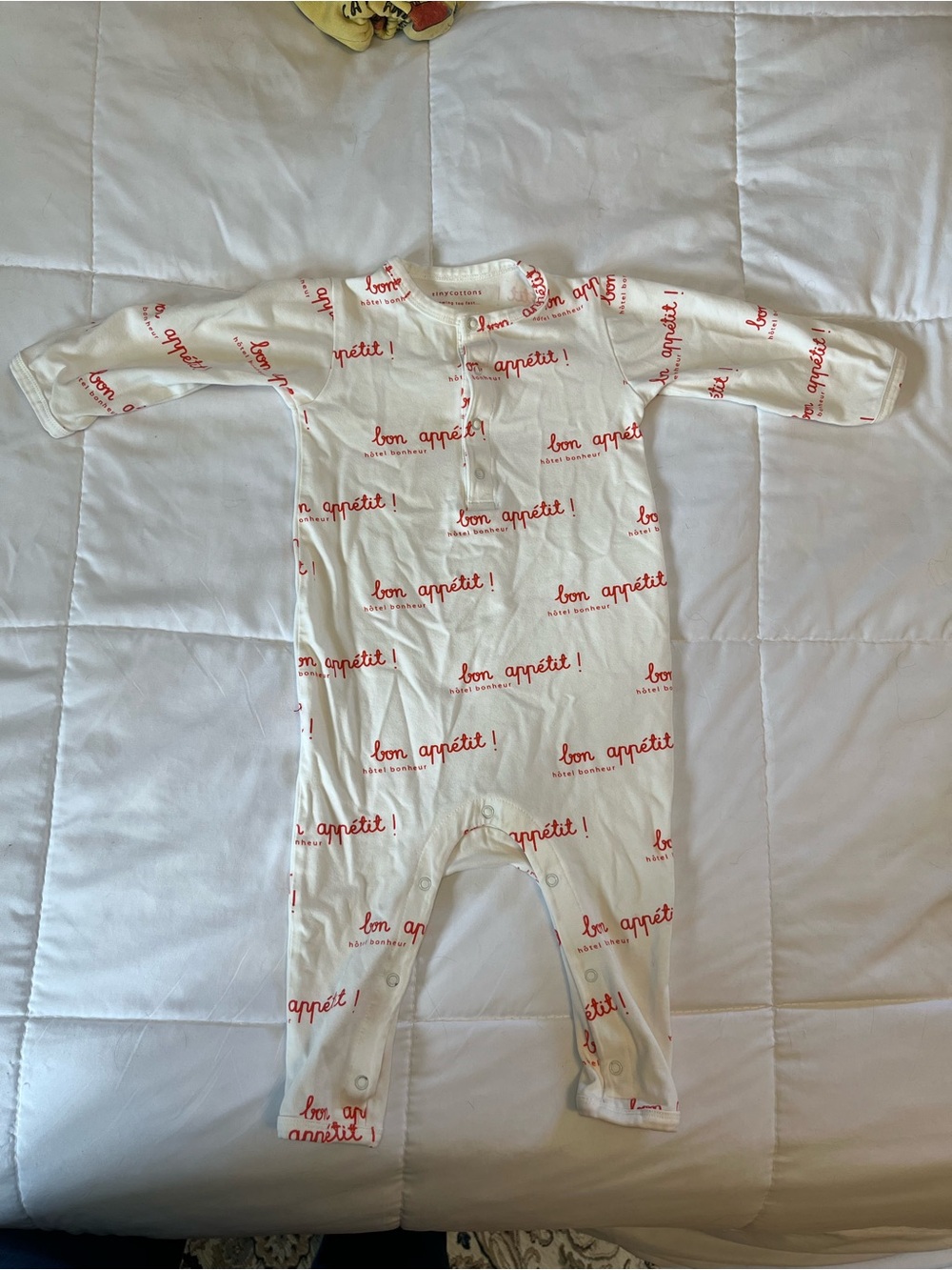 Tiny Cottons White and Red 'Bon Appétit' Kids Bodysuit